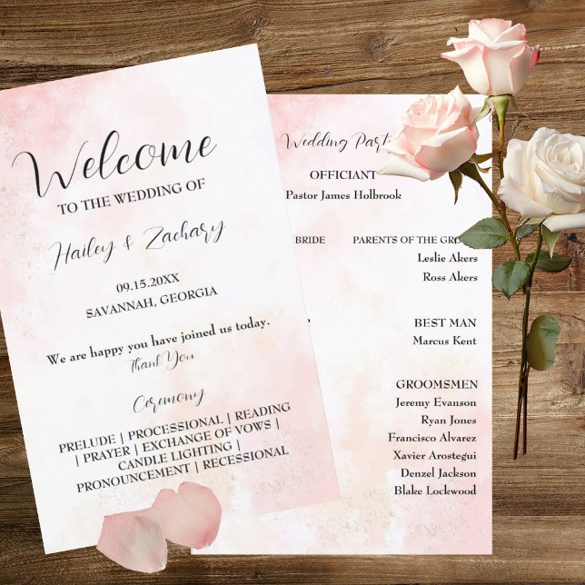 Pink Whispers Wedding Program (Creator Uploaded)