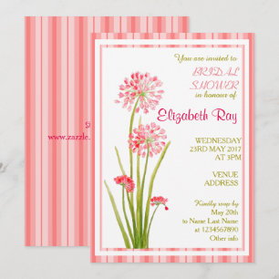 Pink Whit Delicate Floral Bridal Shower Invitation