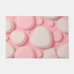 Pink White 3D Bubble Pattern Soft Pastel Abstract Doormat