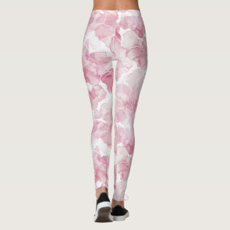 Pink White Abstract Floral Leggings