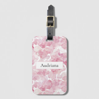 Pink White Abstract Floral Luggage Tag
