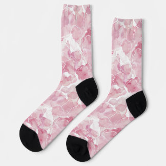 Pink White Abstract Floral Socks