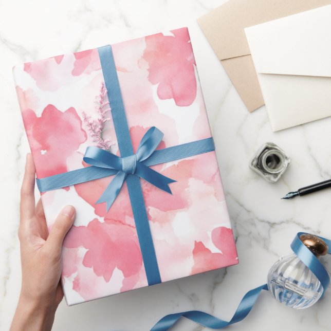 Pink & White Abstract Paint  Wrapping Paper (Gifting)