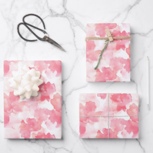 Pink & White Abstract Paint Wrapping Paper Sheet