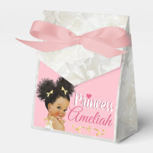 Pink White Afro Princess Ballerina Baby Girl Favour Box
