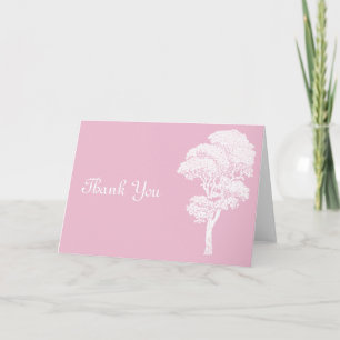 Pink White aifowers tree Thank You Card