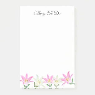 Pink & White Amaryllis on White Things To Do Post-it Notes
