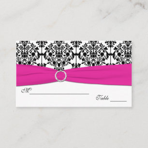 Pink, White and Black Damask Placecards