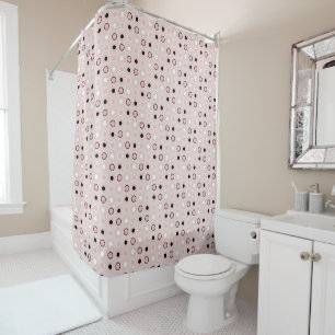Pink, white and black Dots Shower Curtain