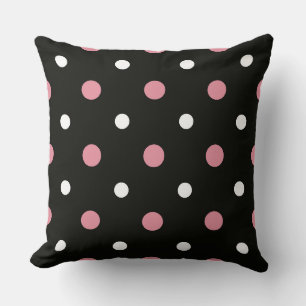 Pink white and black polka dots cushion