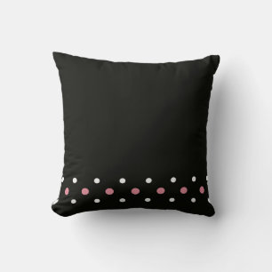 Pink white and black polka dots cushion