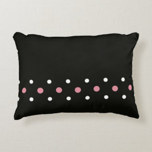 Pink white and black polka dots decorative cushion