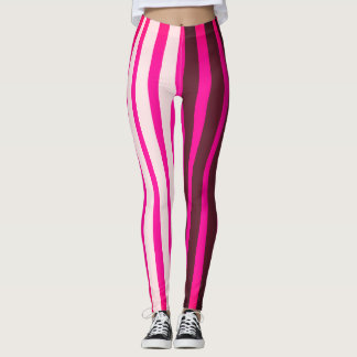 Pink white and black stripes leggings