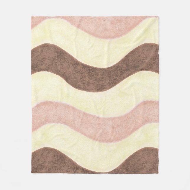 Pink, White and Brown Fleece Blanket (Front)