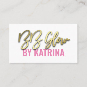 Pink White And Gold BB Glow Treatment Business Card