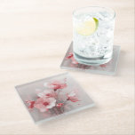 Pink, White, and Gray Foral Glass Coaster<br><div class="desc">Pink,  White,  and Gray Forals</div>