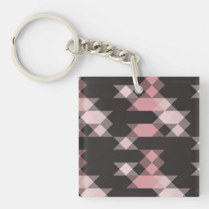 pink white and gray geometric key ring
