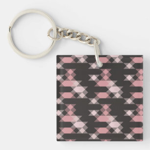 pink white and gray geometric key ring