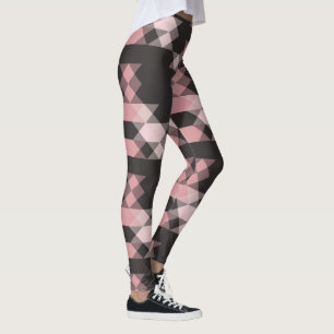 pink white and gray geometric leggings