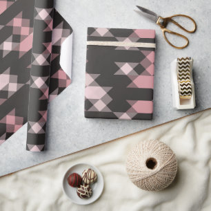 pink white and gray geometric wrapping paper