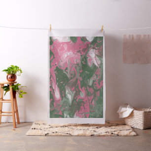 Pink, White and Green Abstract Fabric