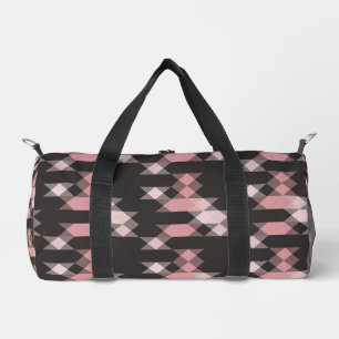 pink white and grey geometric duffle bag