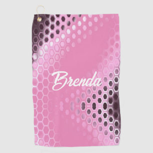 Pink, white and purple gradient hexagon pattern golf towel