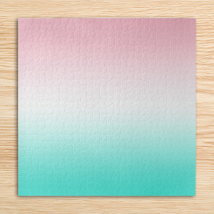 Pink White and Turquoise Gradient Jigsaw Puzzle