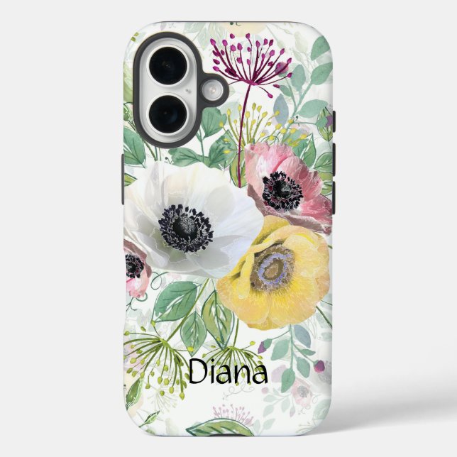 Pink, white and yellow anemones. Case-Mate iPhone case (Back)