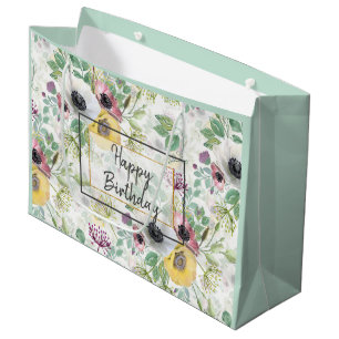 Pink, white and yellow anemones. large gift bag