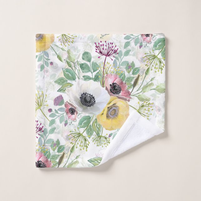 Pink, white and yellow anemones. wash cloth (Wash Cloth)
