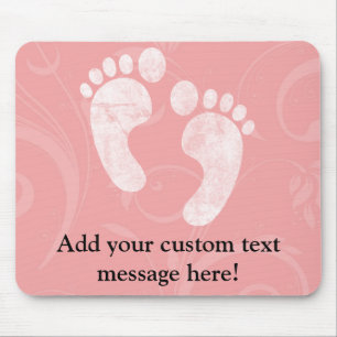 Pink/White Baby Footprints Mouse Pad