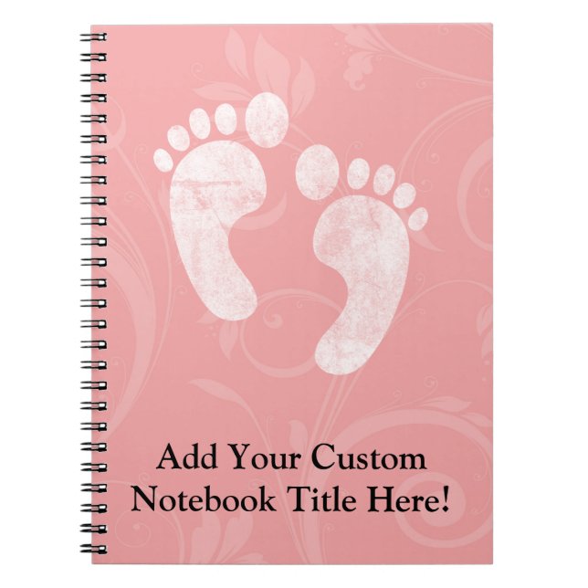 Pink/White Baby Footprints Notebook (Front)