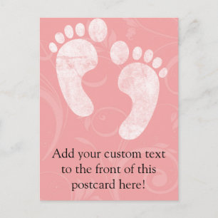 Pink/White Baby Footprints Postcard