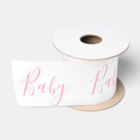 Pink White Baby Girl Script Elegant Baby Shower