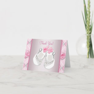 Pink White Baby Shoes Baby Girl Thank You Cards
