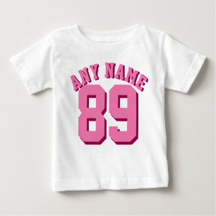 Pink & White Baby   Sports Jersey Baby T-Shirt