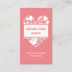 Pink White Baker Bakery Cakes Cookies Pastry Chef Business Card