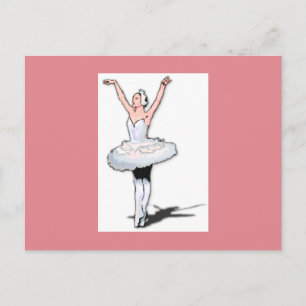 Pink & White Ballet Dancer Ballerina Girl Postcard