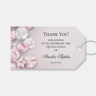 Pink White Balloons Quinceañera Favour Gift Tags