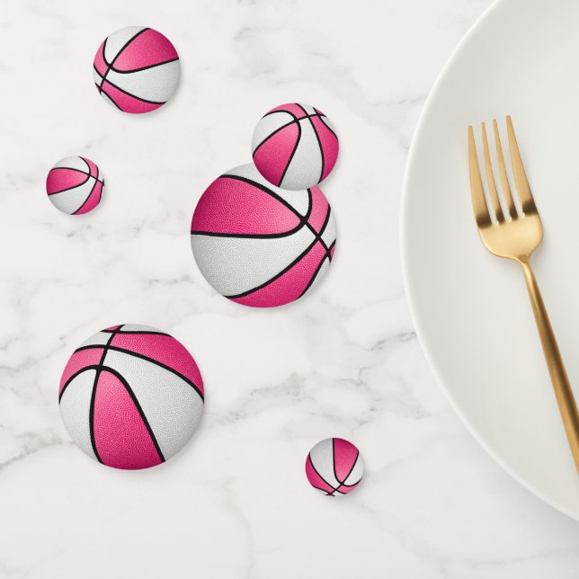 pink white basketball party confetti (Group)