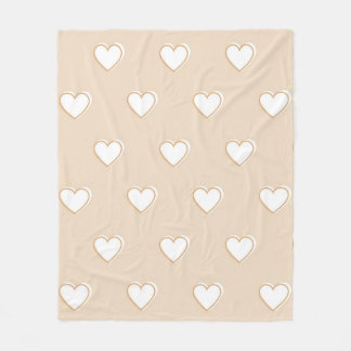 Pink White Beige Cute Simple Heart Pattern Fleece Blanket