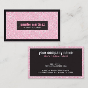 Pink White & Black ArtDeco Geometric Pattern Business Card