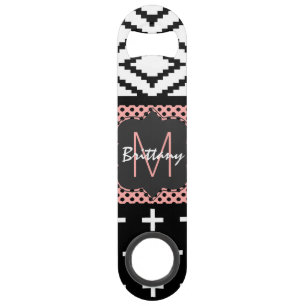 Pink, White, & Black Modern Geometric Monogram