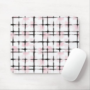 Pink White Black Stripes Mouse Pad