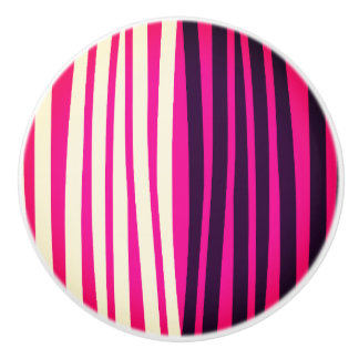 Pink white black vertical stripes  ceramic knob