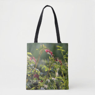 Pink & White Bleeding Hearts Tote Bag