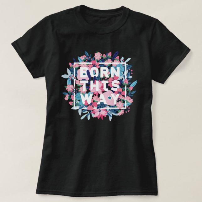 Pink White Blue Floral Trans Pride T-Shirt (Design Front)