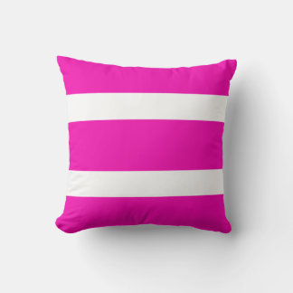Pink & White Bold Stripes Throw Pillow