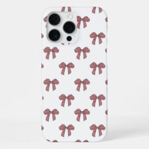 Pink White Bow Pattern Coquette Girly Spring iPhone 16 Pro Max Case